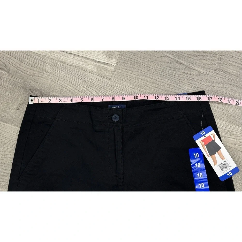 Nautica Womens Mid Rise Twill Black Shorts Sz 10 5